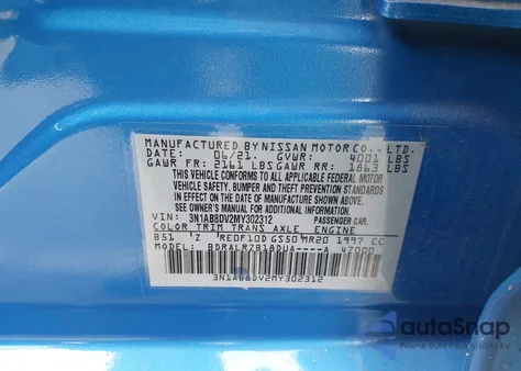 2021 Nissan Sentra Sr Xtronic Cvt from USA, damaged, VIN 3N1AB8DV2MY302312